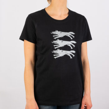 T-särk huntidega must ja hõbe naiste