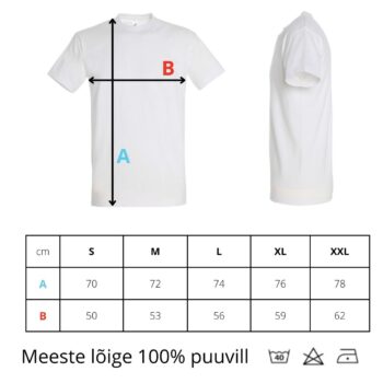 Meeste t-särgi mõõdutabel