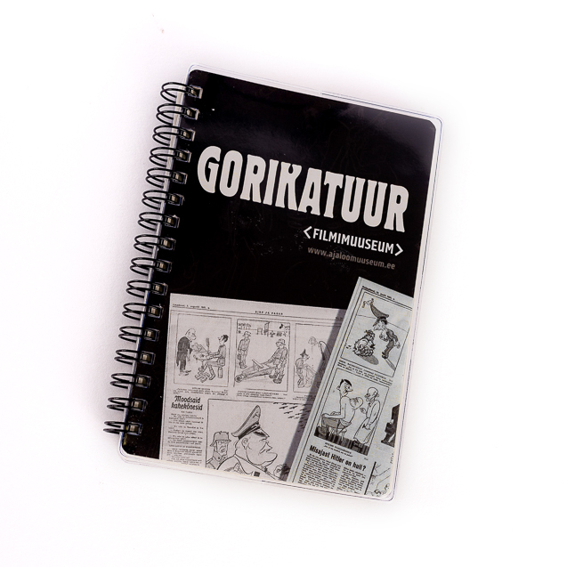 märkmik kunsti inimestele karikaturist Gorilt näituse Gorikatuur raames Filmimuuseumist